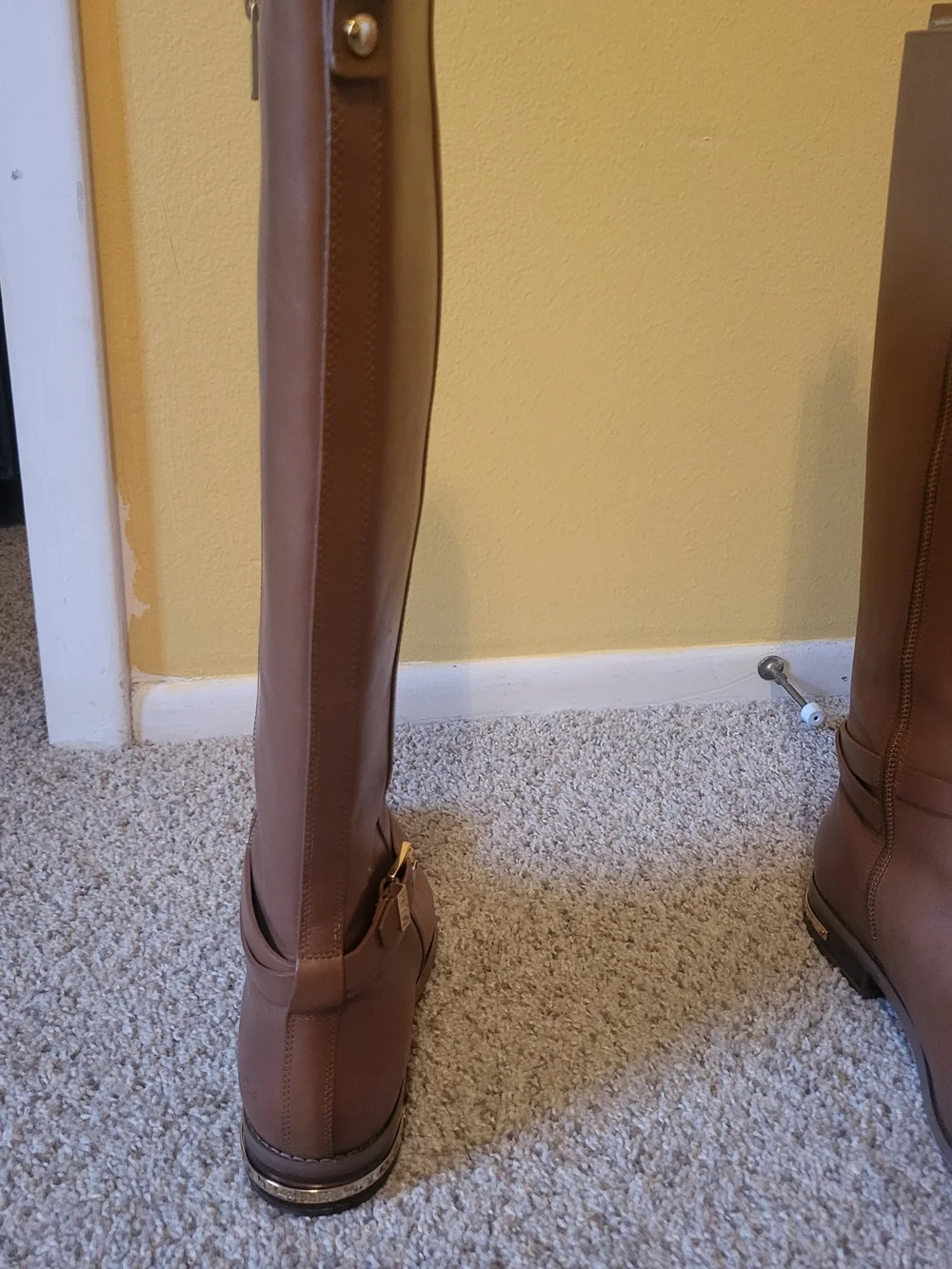 Michael Kors Tall Leather Riding Boots in Cognac Brown